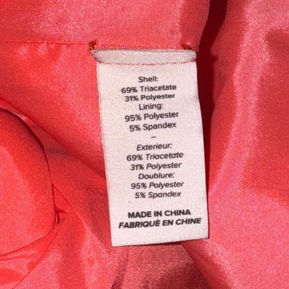 Cinq A Sept Imogen Dress Women's 6 Hot Coral Ruched Crepe S/S Back Side Zip NWT - Picture 9 of 9